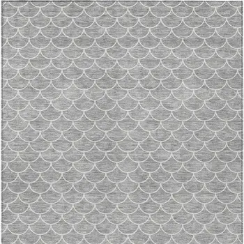 9' X 12' Gray And Ivory Geometric Washable Indoor Outdoor Area Rug