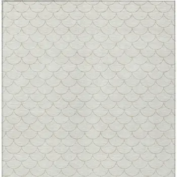 9' X 12' Ivory And Beige Geometric Washable Indoor Outdoor Area Rug