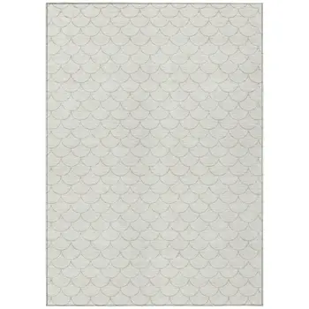 9' X 12' Ivory And Beige Geometric Washable Indoor Outdoor Area Rug