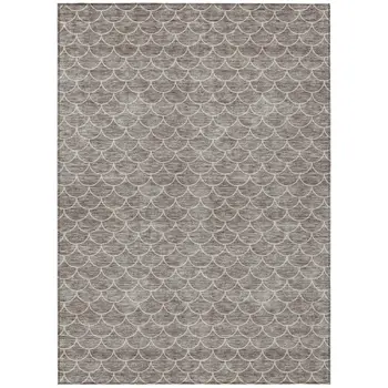 3' X 5' Taupe And Beige Geometric Washable Indoor Outdoor Area Rug