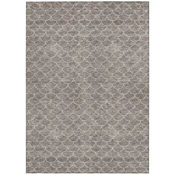 8' X 10' Taupe And Beige Geometric Washable Indoor Outdoor Area Rug