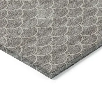 9' X 12' Taupe And Beige Geometric Washable Indoor Outdoor Area Rug