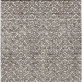 10' X 14' Taupe And Beige Geometric Washable Indoor Outdoor Area Rug