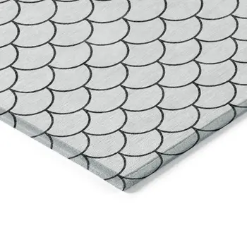 3' X 5' White And Black Geometric Washable Indoor Outdoor Area Rug