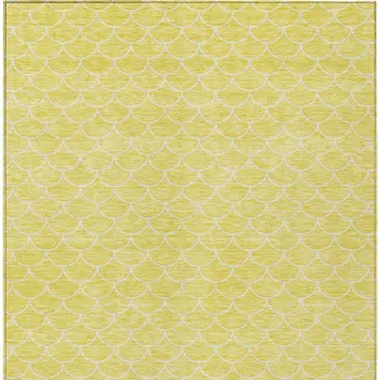 3' X 5' Yellow And Ivory Geometric Washable Indoor Outdoor Area Rug