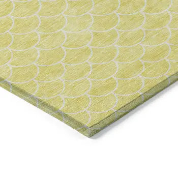 3' X 5' Yellow And Ivory Geometric Washable Indoor Outdoor Area Rug