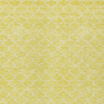 3' X 5' Yellow And Ivory Geometric Washable Indoor Outdoor Area Rug