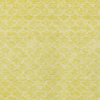 5' X 8' Yellow And Ivory Geometric Washable Indoor Outdoor Area Rug