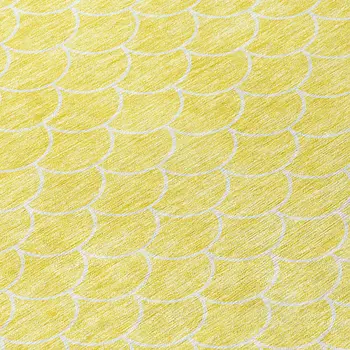 5' X 8' Yellow And Ivory Geometric Washable Indoor Outdoor Area Rug