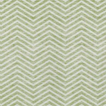 3' X 5' Artichoke Green And Ivory Chevron Washable Indoor Outdoor Area Rug
