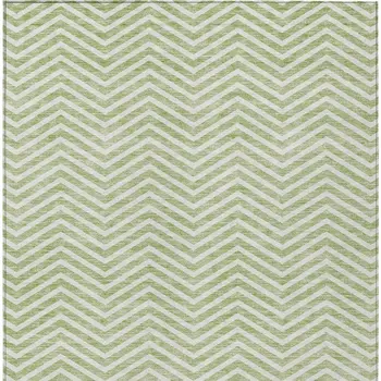 5' X 8' Artichoke Green And Ivory Chevron Washable Indoor Outdoor Area Rug