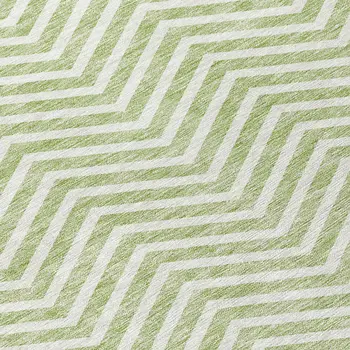 8' Artichoke Green And Ivory Round Chevron Washable Indoor Outdoor Area Rug