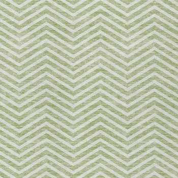 9' X 12' Artichoke Green And Ivory Chevron Washable Indoor Outdoor Area Rug