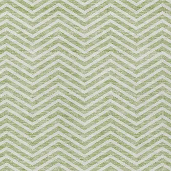10' X 14' Artichoke Green And Ivory Chevron Washable Indoor Outdoor Area Rug
