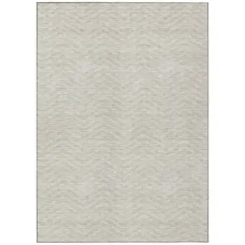 3' X 5' Beige And Gray Chevron Washable Indoor Outdoor Area Rug