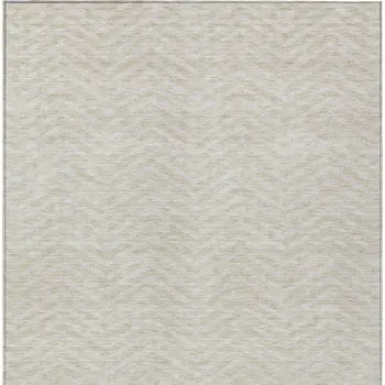 3' X 5' Beige And Gray Chevron Washable Indoor Outdoor Area Rug