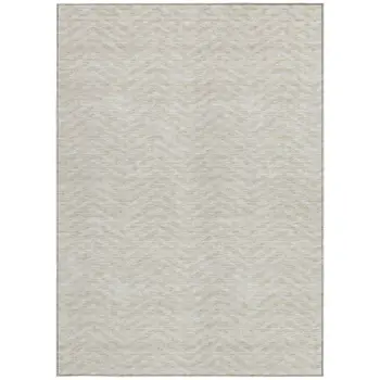 9' X 12' Beige And Gray Chevron Washable Indoor Outdoor Area Rug