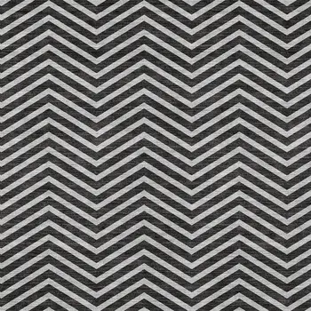 5' X 8' Black And Ivory Chevron Washable Indoor Outdoor Area Rug