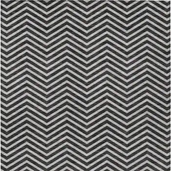 9' X 12' Black And Ivory Chevron Washable Indoor Outdoor Area Rug