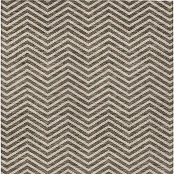 3' X 5' Brown And Beige Chevron Washable Indoor Outdoor Area Rug