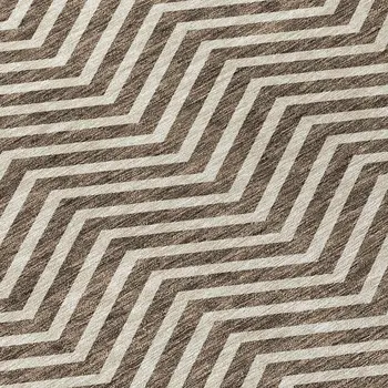 3' X 5' Brown And Beige Chevron Washable Indoor Outdoor Area Rug