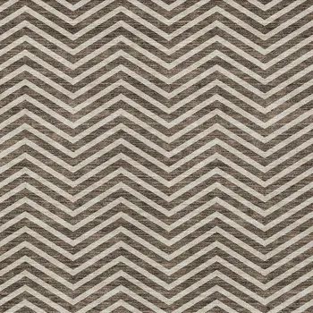 9' X 12' Brown And Beige Chevron Washable Indoor Outdoor Area Rug