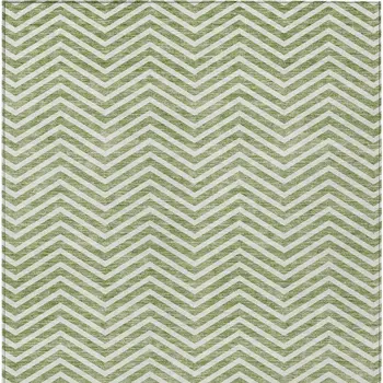 3' X 5' Green And Ivory Chevron Washable Indoor Outdoor Area Rug