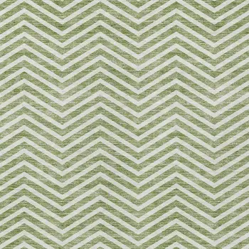 9' X 12' Green And Ivory Chevron Washable Indoor Outdoor Area Rug