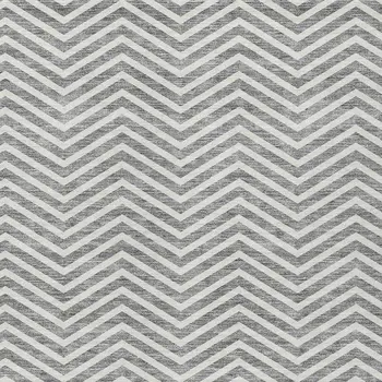 5' X 8' Gray And Ivory Chevron Washable Indoor Outdoor Area Rug