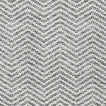 9' X 12' Gray And Ivory Chevron Washable Indoor Outdoor Area Rug