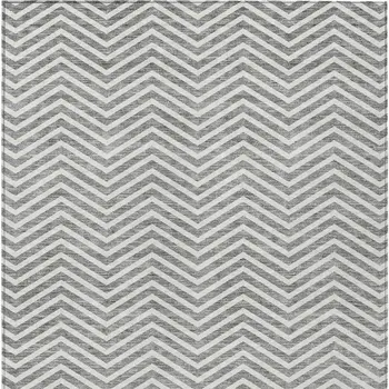10' X 14' Gray And Ivory Chevron Washable Indoor Outdoor Area Rug