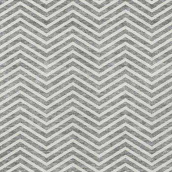 10' X 14' Gray And Ivory Chevron Washable Indoor Outdoor Area Rug