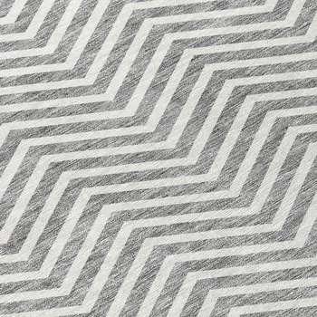 10' X 14' Gray And Ivory Chevron Washable Indoor Outdoor Area Rug