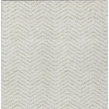 8' X 10' Ivory And Beige Chevron Washable Indoor Outdoor Area Rug