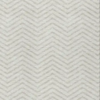 10' X 14' Ivory And Beige Chevron Washable Indoor Outdoor Area Rug