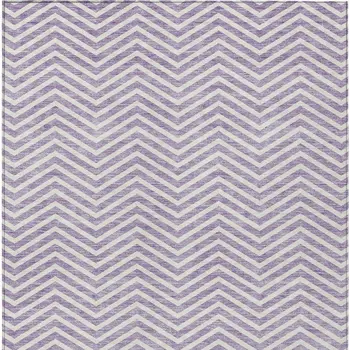 3' X 5' Lilac And Ivory Chevron Washable Indoor Outdoor Area Rug