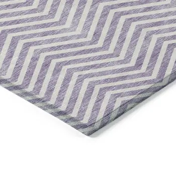 5' X 8' Lilac And Ivory Chevron Washable Indoor Outdoor Area Rug