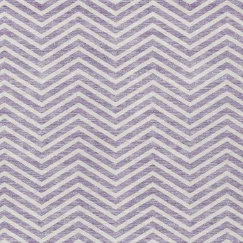 9' X 12' Lilac And Ivory Chevron Washable Indoor Outdoor Area Rug