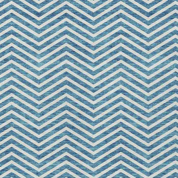 5' X 8' Teal Blue And Ivory Chevron Washable Indoor Outdoor Area Rug