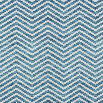 8' X 10' Teal Blue And Ivory Chevron Washable Indoor Outdoor Area Rug