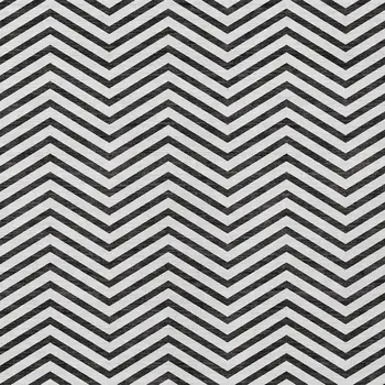 5' X 8' White And Black Chevron Washable Indoor Outdoor Area Rug