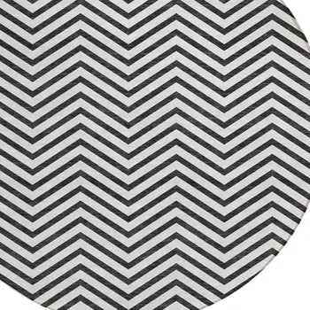 8' White And Black Round Chevron Washable Indoor Outdoor Area Rug