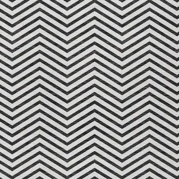 8' X 10' White And Black Chevron Washable Indoor Outdoor Area Rug