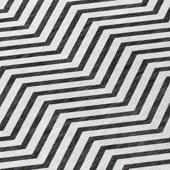 8' X 10' White And Black Chevron Washable Indoor Outdoor Area Rug