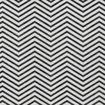 9' X 12' White And Black Chevron Washable Indoor Outdoor Area Rug
