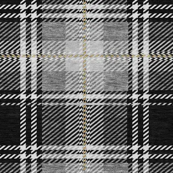 3' X 5' Black Gold And Gray Plaid Washable Indoor Outdoor Area Rug