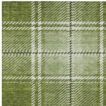 3' X 5' Green Black And Ivory Plaid Washable Indoor Outdoor Area Rug