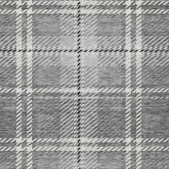 3' X 5' Gray Black And Ivory Plaid Washable Indoor Outdoor Area Rug