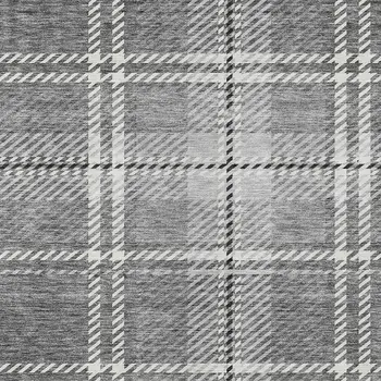 8' X 10' Gray Black And Ivory Plaid Washable Indoor Outdoor Area Rug