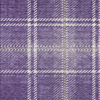 5' X 8' Purple Gold And Ivory Plaid Washable Indoor Outdoor Area Rug
